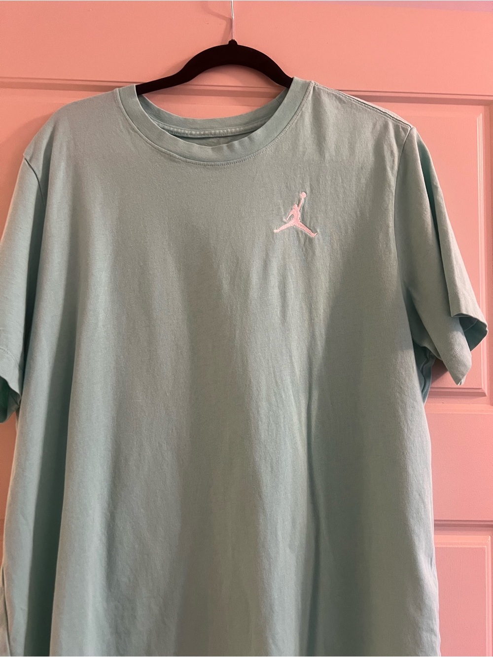 Jordan Short-Sleeve Crewneck T-Shirt in Mint Green with White Jumpman